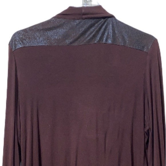 Patrizia Luca Blouse Asymmetrical Draped Cowl Neck Brown Zip detail size XL - Picture 8 of 17